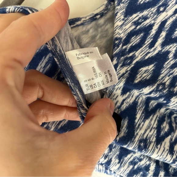 H&M Divided Blue White Ikat Print Bodycon Mini Dress Women’s Small Cotton Blend - Picture 7 of 9